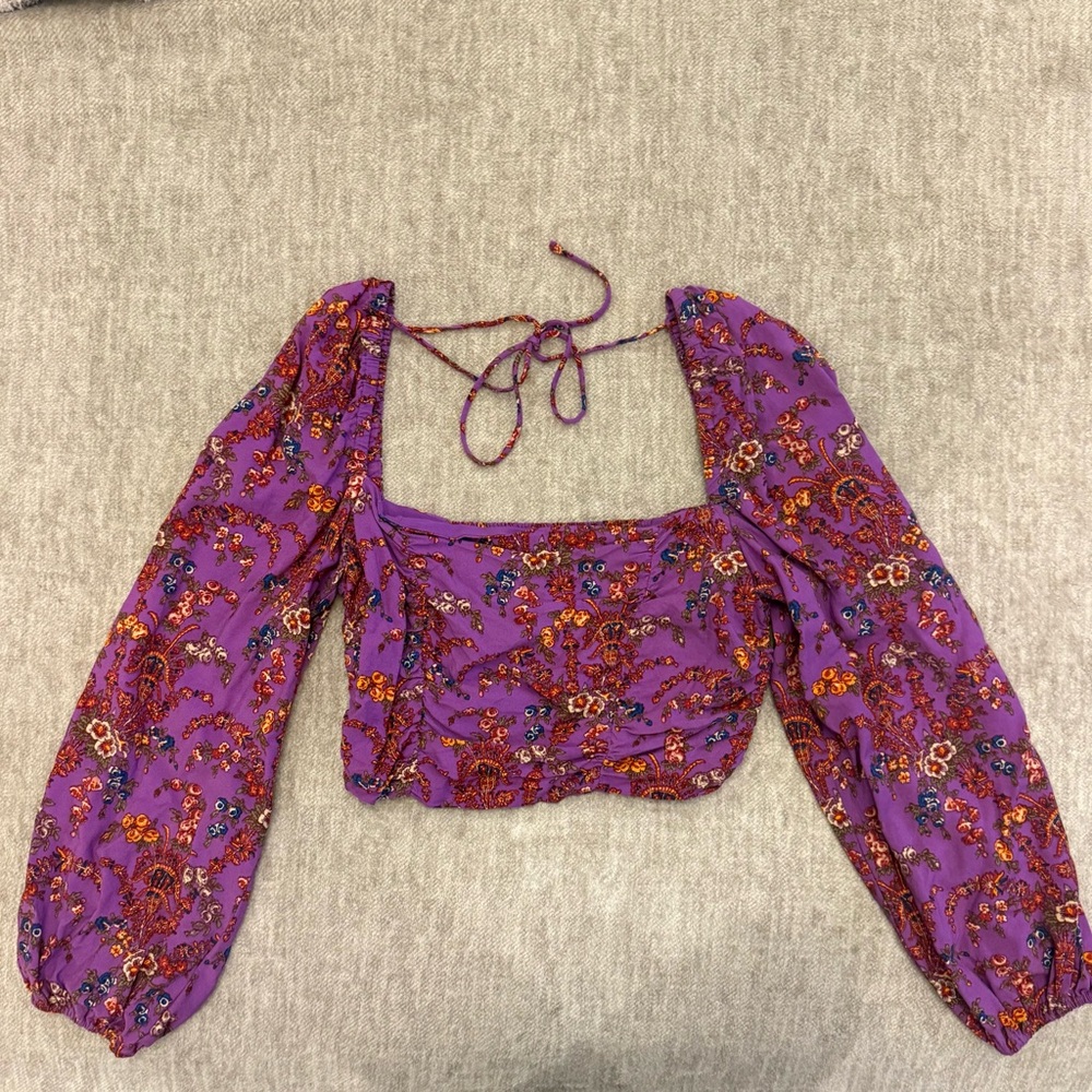 Urban Outfitters Purple Floral Blouse